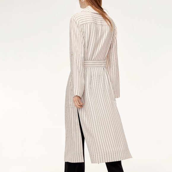 BRAND NEW Aritzia Babaton White Striped Kahlo Trench Jacket [Size XXS] - Picture 9 of 10